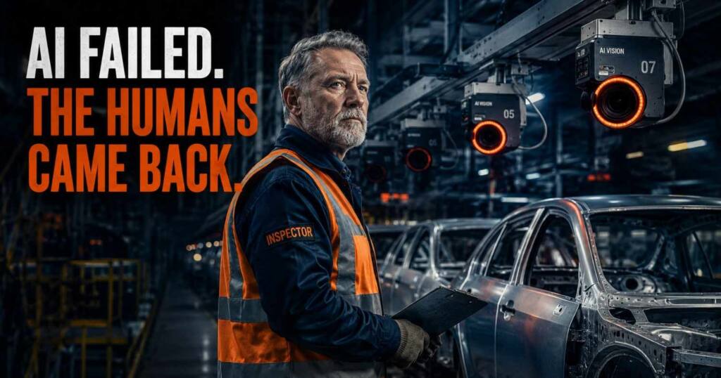 Ford rehires human engineers to inspect vehicle quality on a plant assembly line