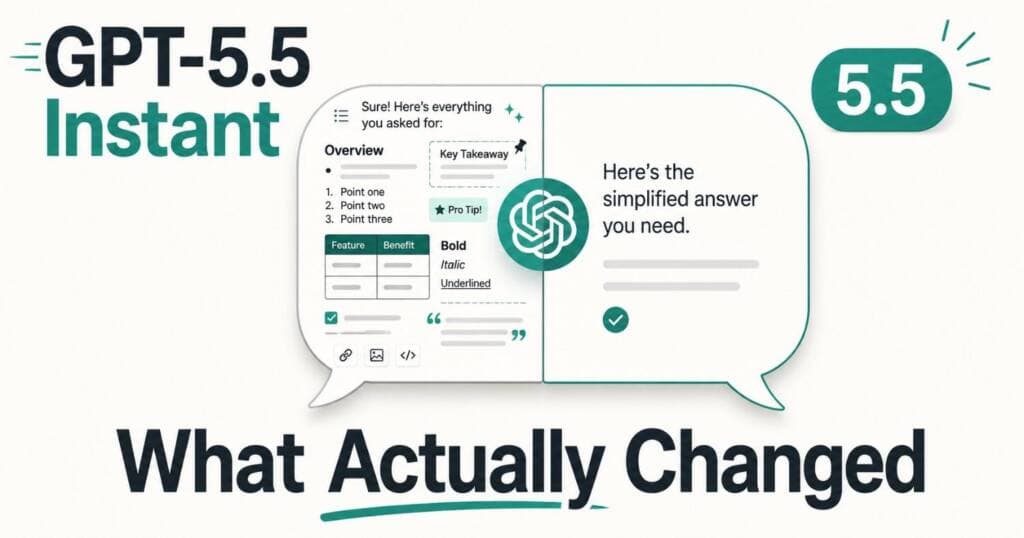 GPT-5.5 Instant update comparison showing ChatGPT smarter concise answers