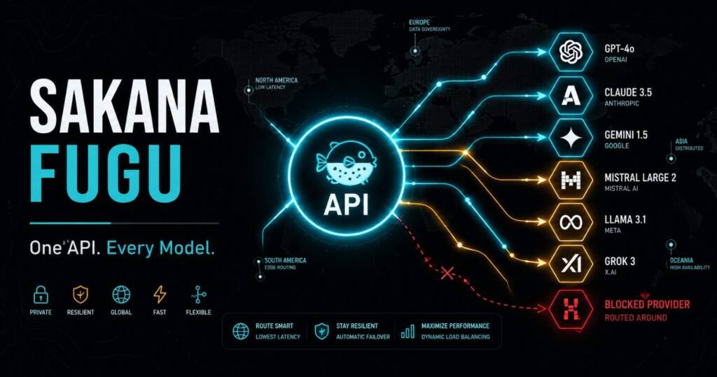 Sakana Fugu orchestration model routing tasks across a pool of frontier AI agents through one API