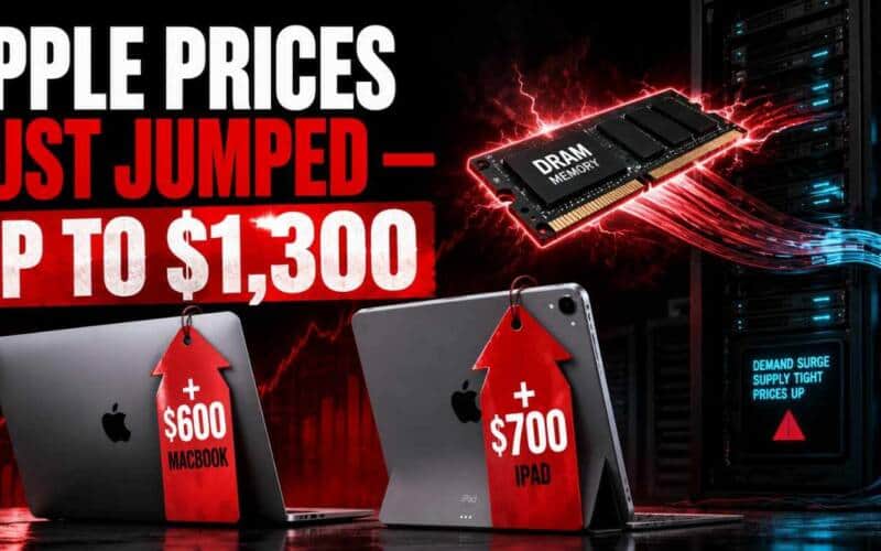 Apple price hike 2026 chart showing Mac and iPad increases from the memory chip shortage