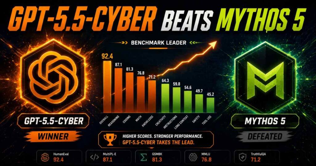 GPT-5.5-Cyber CyberGym benchmark results beating Mythos 5 in 2026