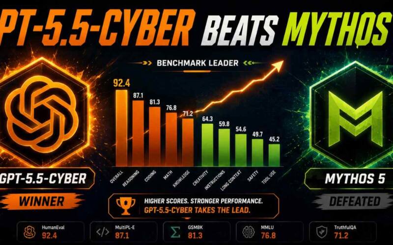GPT-5.5-Cyber CyberGym benchmark results beating Mythos 5 in 2026